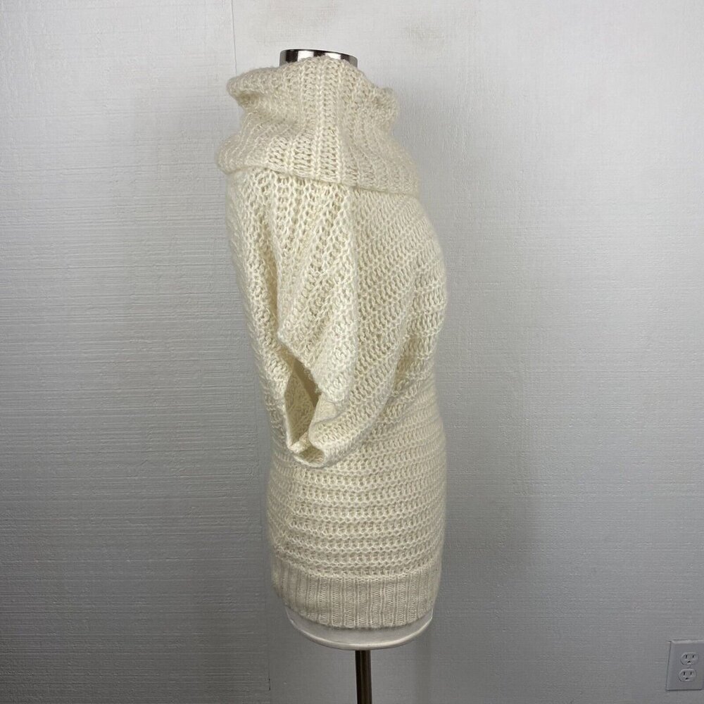 Free People Sweater S Womens Ivory Cowl Neck Batwing Short Sleeve Loose Knit - Picture 2 of 8